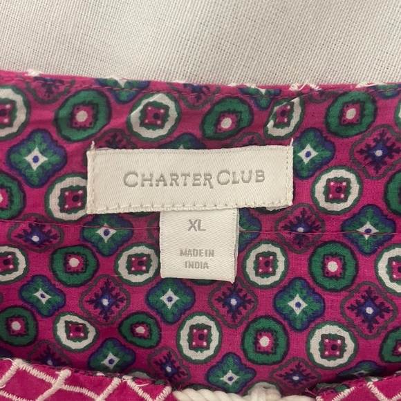 CHARTER CLUB Women's Boho 100% Cotton Tassel Tunic Pink/Berry Cool Top Size XL - Picture 8 of 16